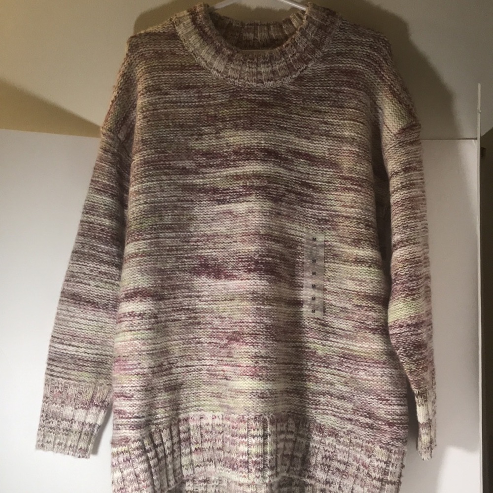 Old Navy sweater size M long sleeves chunky knit pink cream light yellow…